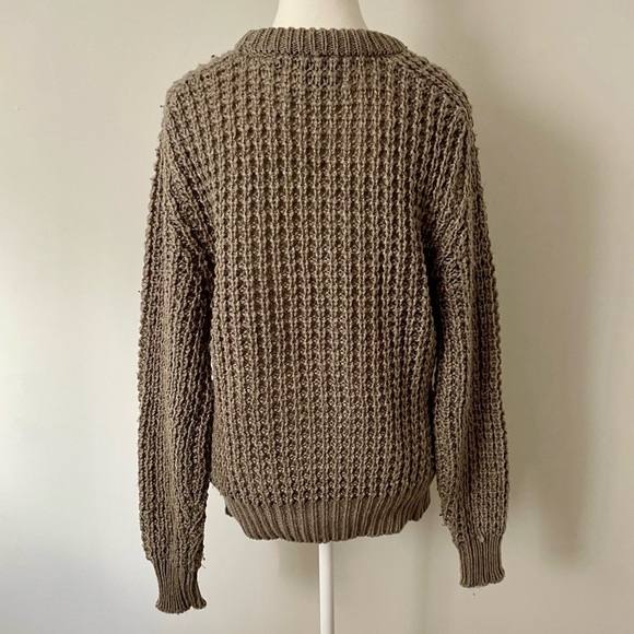 Vintage Arctic Ice Cable Knit Fisherman Wool Blend Sweater Beige Grey Size Small - Picture 2 of 4